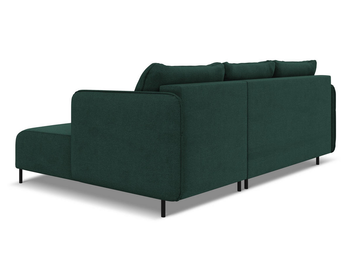 ECKSOFA mit Schlaffunktion Strukturstoff Stoff Grün - Dunkelgrün/Schwarz, Holz/Textil (236/162cm) - Makamii