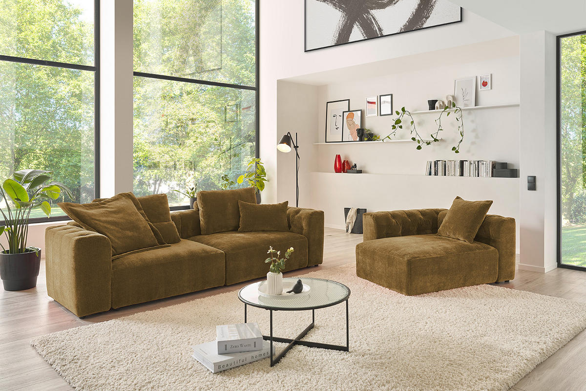 SOFA SITZELEMENT SEPHI Braun Cord - Dunkelbraun/Schwarz, Kunststoff/Textil (82/39/82cm) - KAWOLA