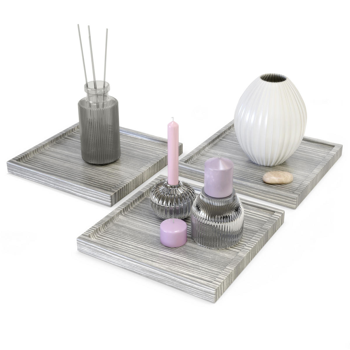 DEKOSCHALE Maya Avola-Anthrazit 3er Set - Anthrazit, Holzwerkstoff (1.8cm) - Vladon