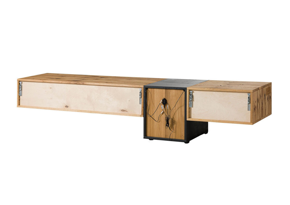 LOWBOARD Wildeiche 250x52x52 natur geölt/lackiert KITZBÜHEL #113 - Braun, Holzwerkstoff (250/52/52cm) - Massivmoebel24