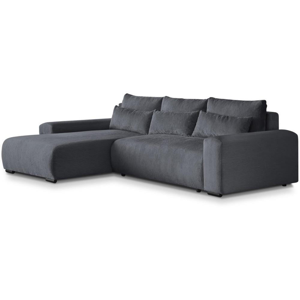 ECKSCHLAFSOFA Benny grau links - Schwarz/Grau, Kunststoff/Textil (271/185cm) - Beautysofa