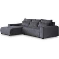 ECKSCHLAFSOFA Benny grau links - Schwarz/Grau, Kunststoff/Textil (271/185cm) - Beautysofa