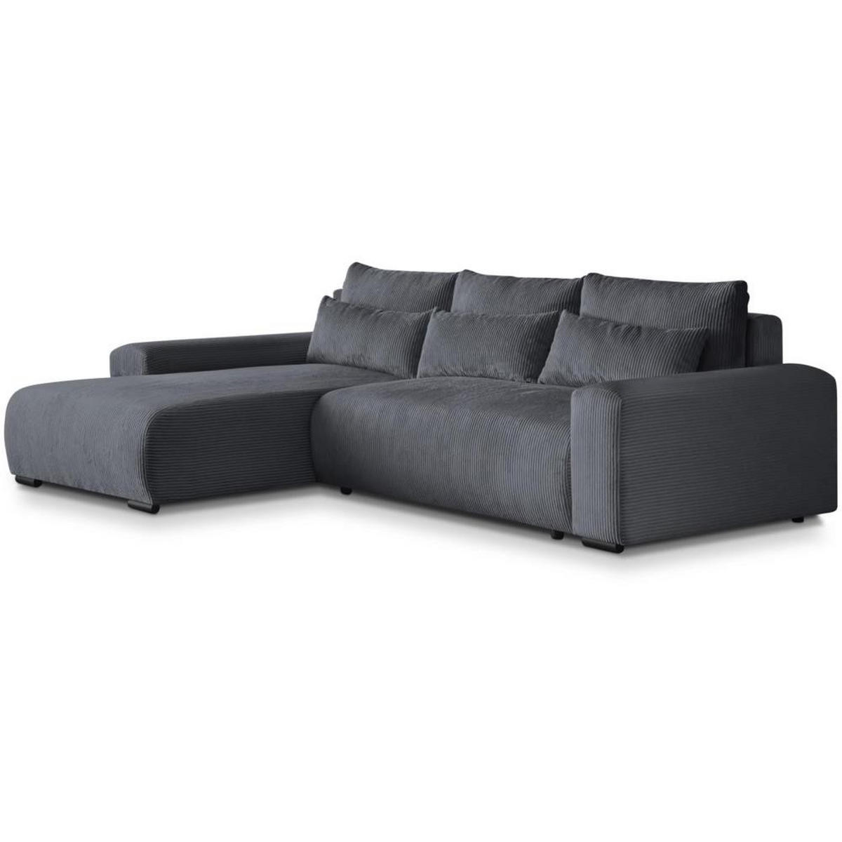 ECKSCHLAFSOFA Benny grau links - Schwarz/Grau, Kunststoff/Textil (271/185cm) - Beautysofa