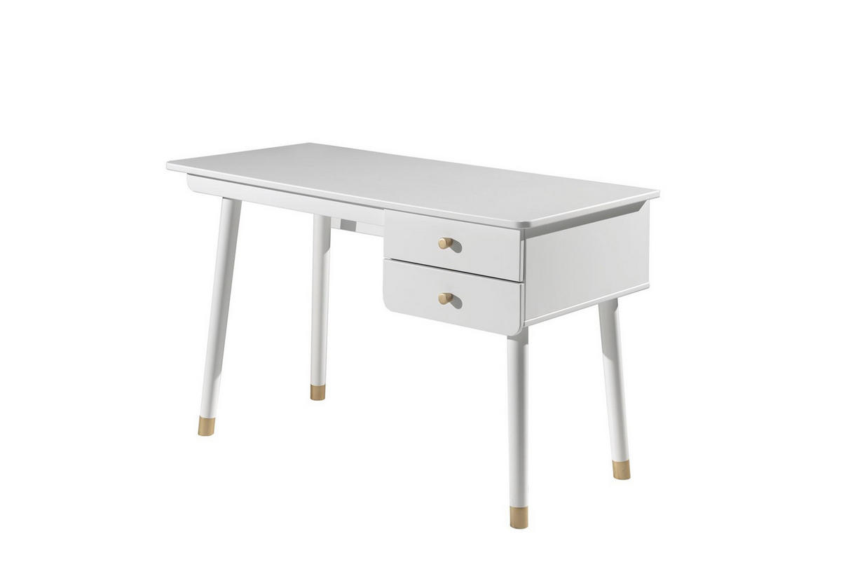 SCHREIBTISCH Kamillah 125x75x60 aus MDF in Satin Weiß - Weiß, Holzwerkstoff (125/60/60cm) - 58aufmkessel