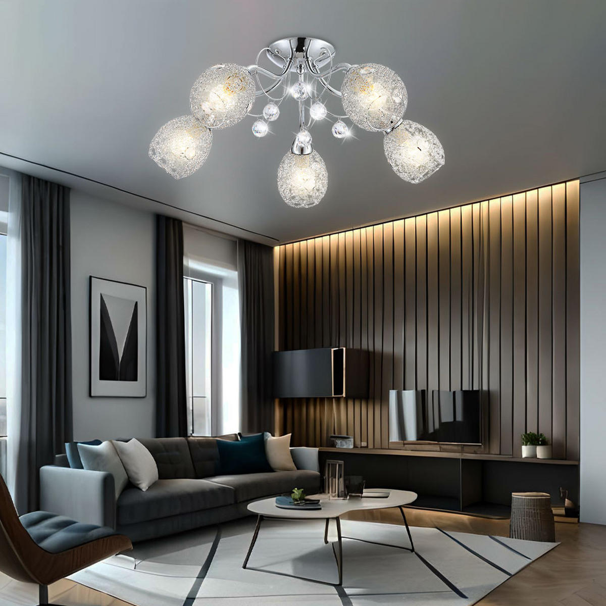 LED DECKENLEUCHTE Metall Weiß - Silberfarben, Metall (54/54/22cm) - Globo Lighting