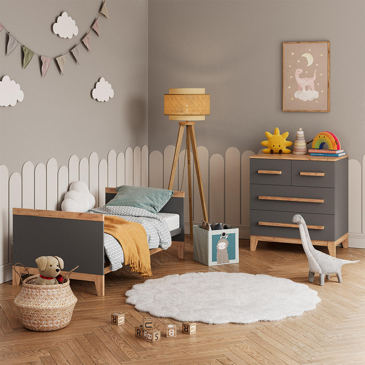 KREDENC Malia Grey/Artisan - šedá, kompozitní dřevo (80/88/53.4cm) - VitaliSpa