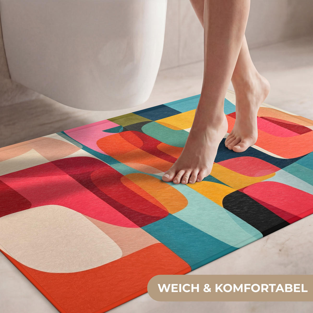 WC PŘEDLOŽKA Tvary - barevné - abstraktní - letadla 90x60 cm - různobarevná, textil/plast (90/1cm) - OnlyWow
