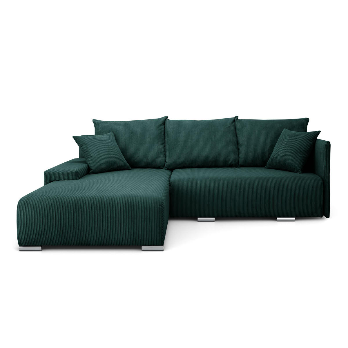 ECKSOFA Lauren L- Form 246 x 188 cm, 4 Sitzer, Bettzeugablage, Sofa, Eckcouch, Cord, linke Seite, grün - Grün, Kunststoff (188/246cm) - Margaret Hadas24