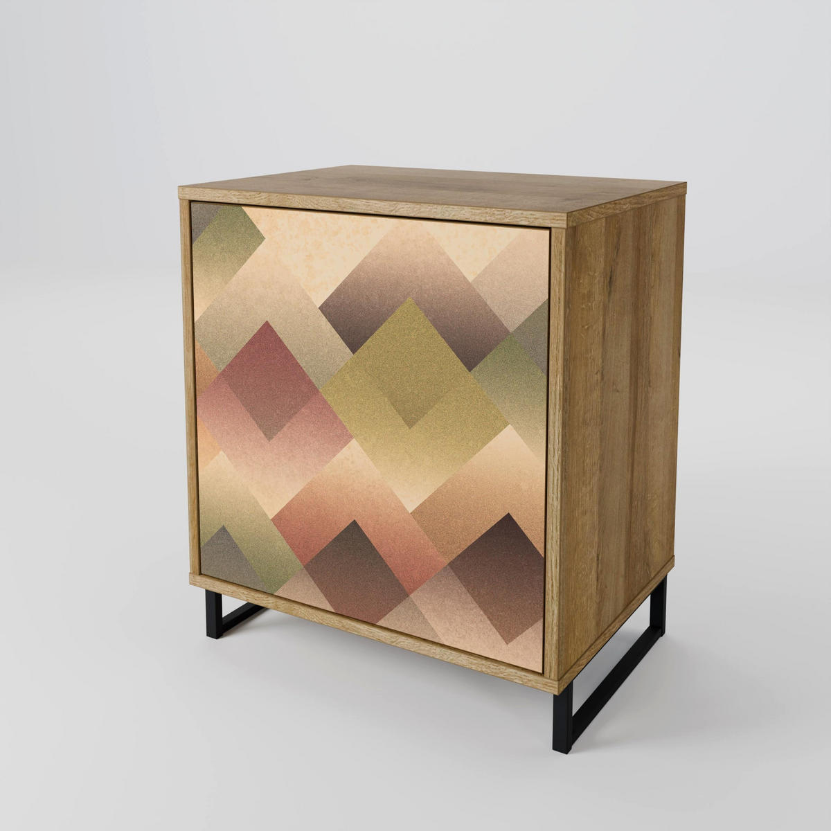SIDEBOARD GEOMETRIC FUSION, Eichefarben, 57,5x42x57,5 cm, Ohne Füße - Eichefarben/Multicolor, Holzwerkstoff (57.5/57.5/42cm) - SpaceRebels