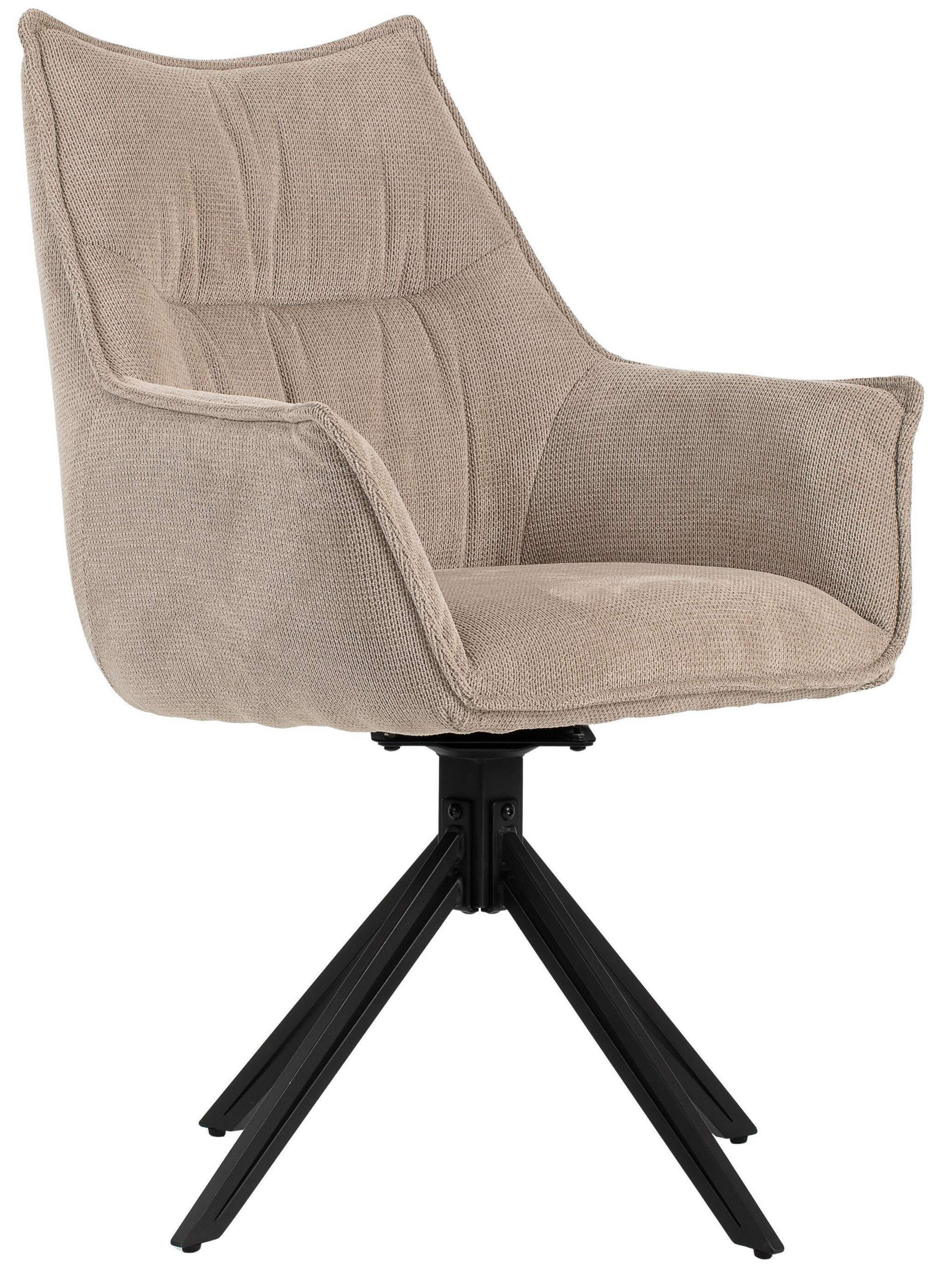 ESSZIMMERSTUHL Ginosa drehbar 60/90/64 cm - Beige/Schwarz, Textil/Metall (62/90/66cm) - Mr. Deko
