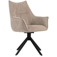 ESSZIMMERSTUHL Ginosa drehbar 60/90/64 cm - Beige/Schwarz, Textil/Metall (62/90/66cm) - Mr. Deko