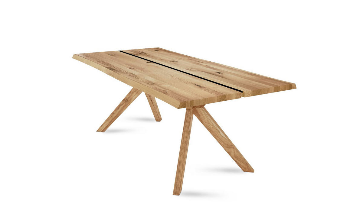 BAUMKANTENTISCH Dannie 1 160x78x90 Massivholztisch Wildeiche geölt - Wildeiche, Holz (160/78/90cm) - 58aufmkessel