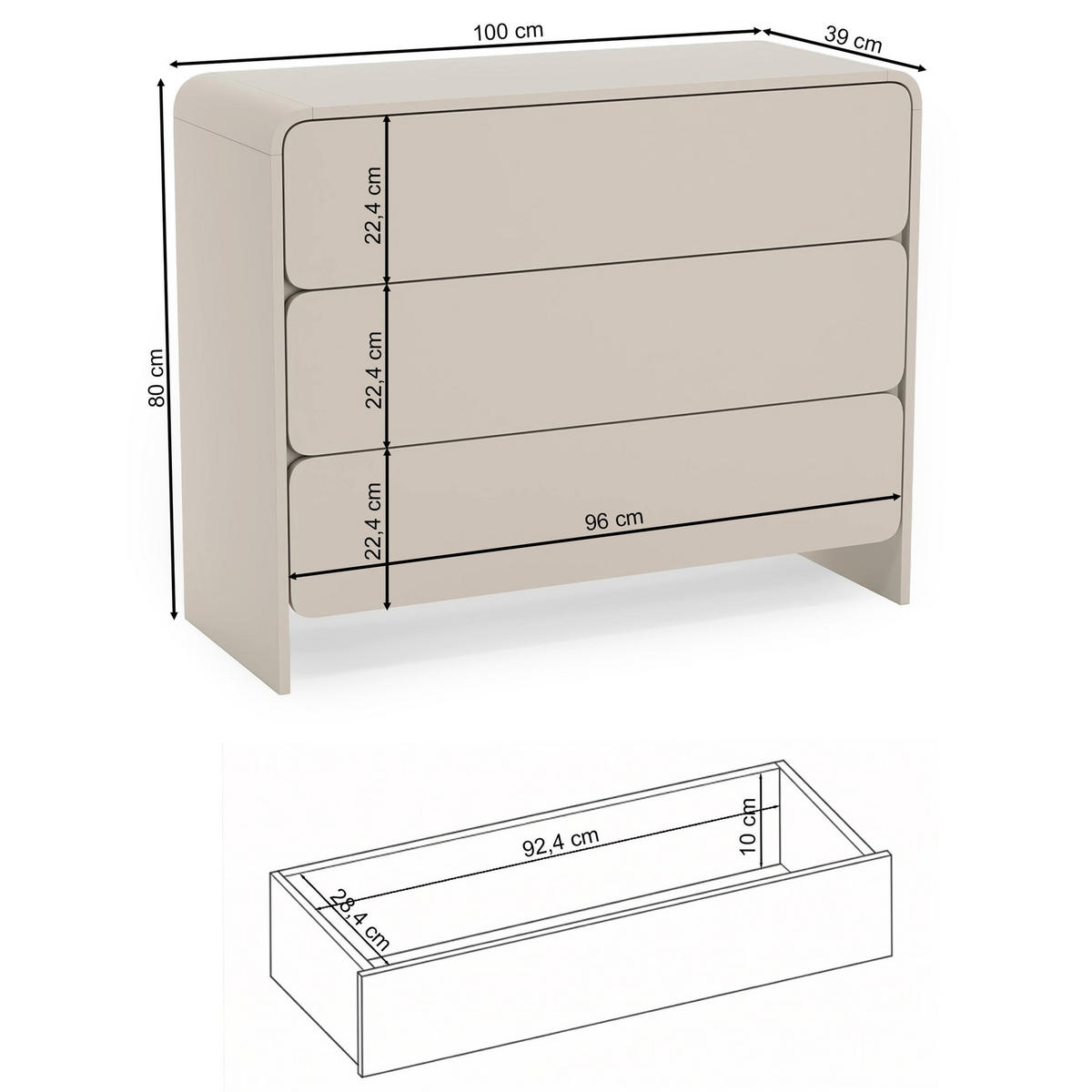 KOMODA Lummo Kašmírová 100 cm - kašmírová, kompozitní dřevo (100/80.5/39cm) - Selsey
