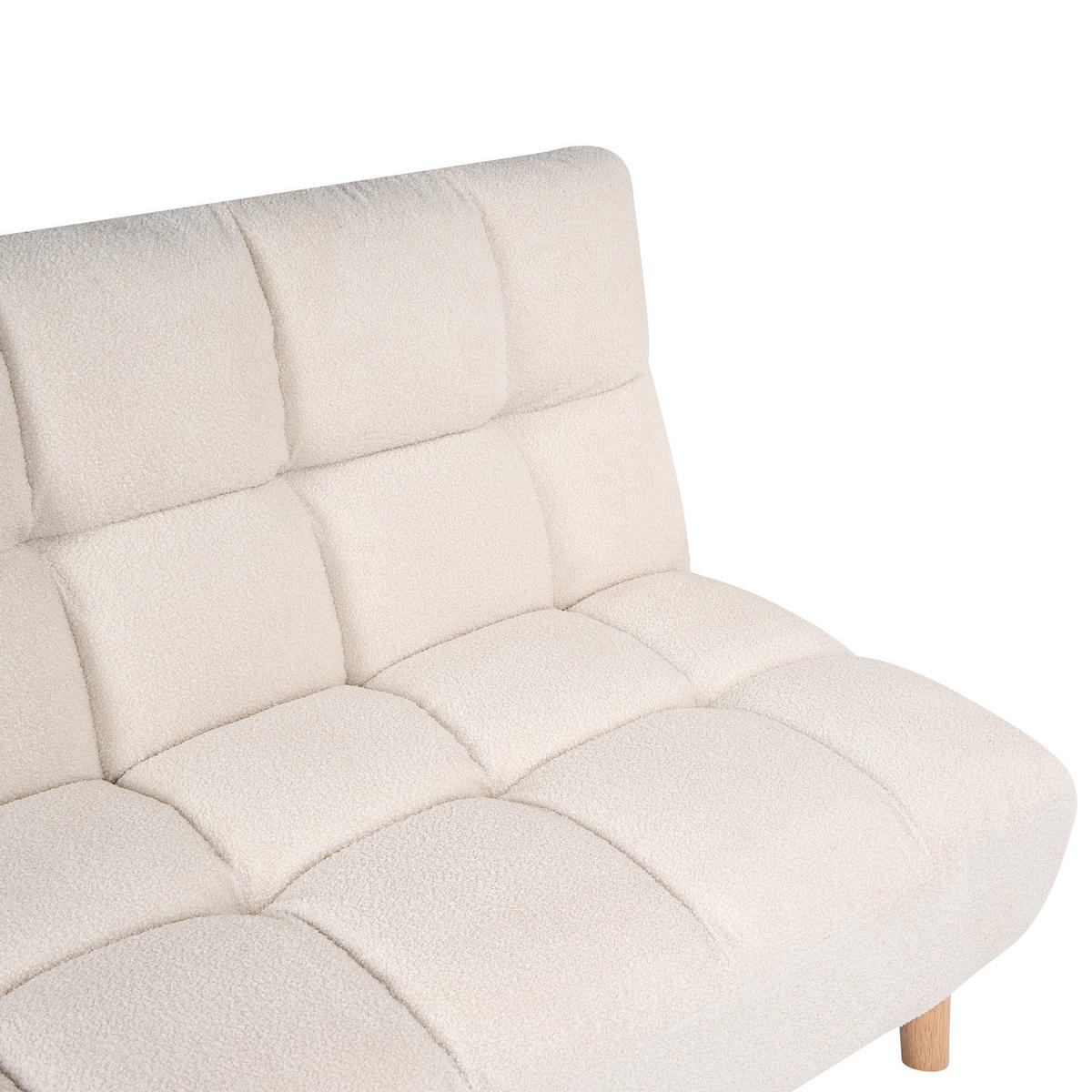 SCHLAFSOFA 2-Sitzer Bouclé Cremeweiß Risor - Creme, Textil (190/83/90cm) - Beliani