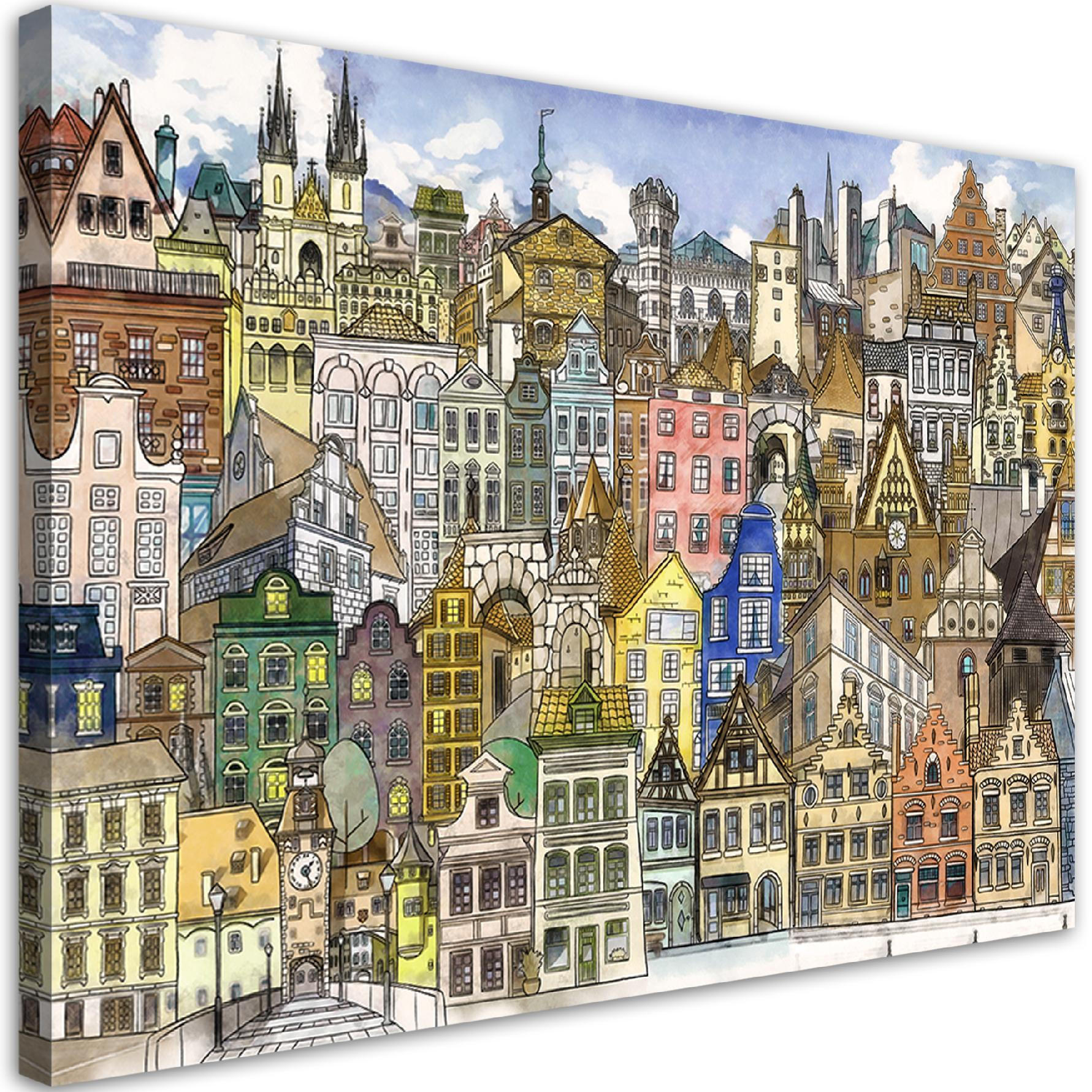 WANDBILD fröhliche stadt - Multicolor, Textil (60/40cm) - Feeby
