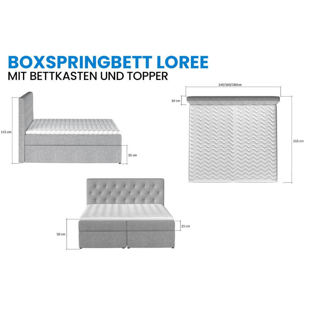 BOXBETT Loree Bonellfederkern - Schwarz, Holz/Holzwerkstoff (140/200cm) - Best For Home