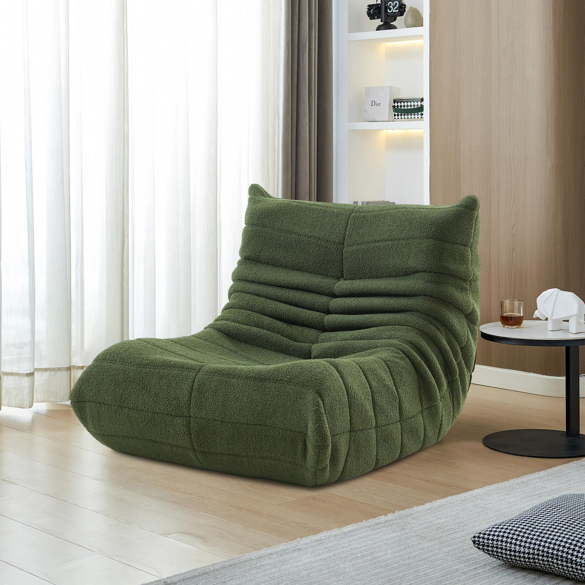 FERNSEH- & RELAXSESSEL Sofa Liegesofa für Wohnzimmer Beige - Grün, Holz (91.44/60.45/101.5cm)