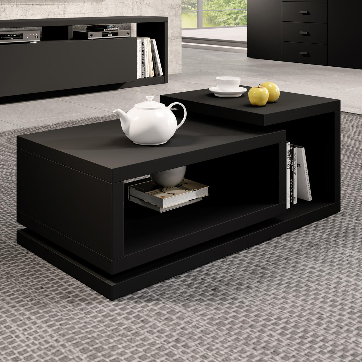 COUCHTISCH BOTTEGA 120/40/60 cm Schwarz - Schwarz, Holzwerkstoff (60/120/40cm) - MASSENO