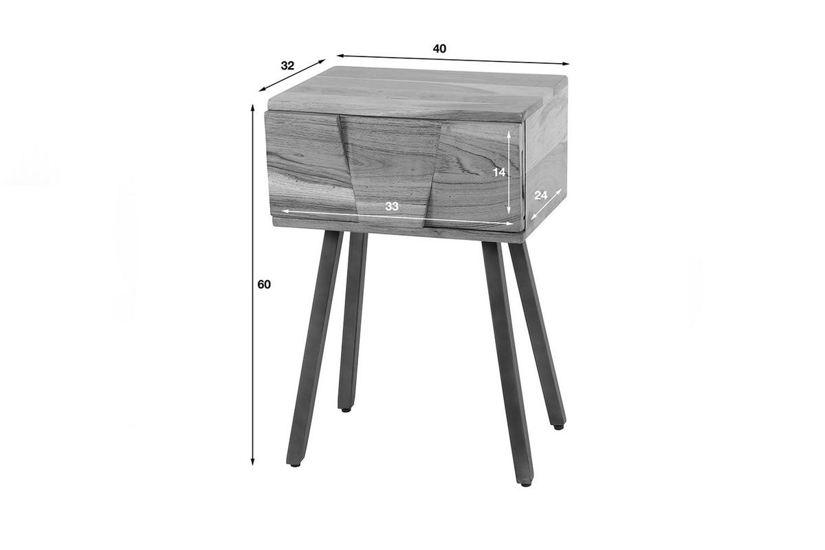 NACHTTISCH ANYL Holz Akazie - Braun, Holz (40/60/30cm) - KAWOLA