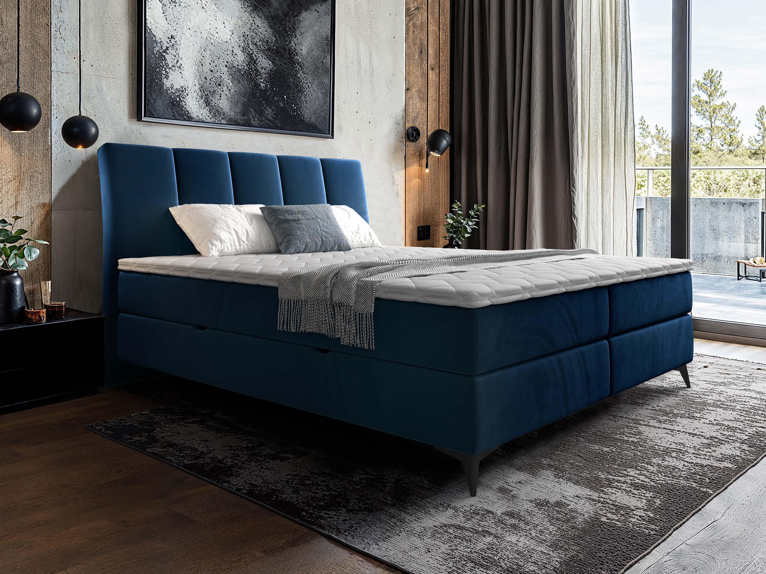 BOXBETT Forever - Blau/Schwarz, Holz/Textil (140/200cm) - MIRJAN24