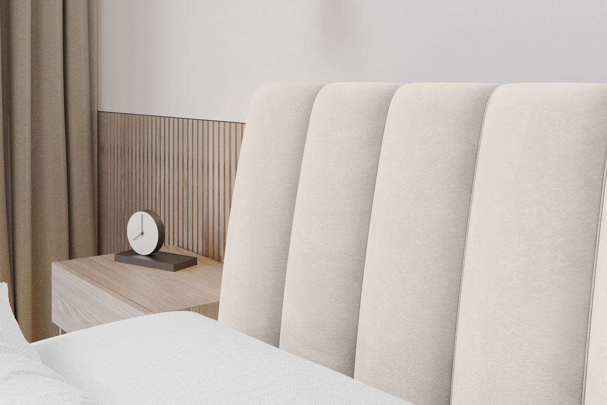 POLSTERBETT mit Bettkasten und Lattenrost, Boxbett ohne Matratze - ILAN 180x200 Beige - Greige, Holzwerkstoff/Textil (180/200cm) - ALTDECOR