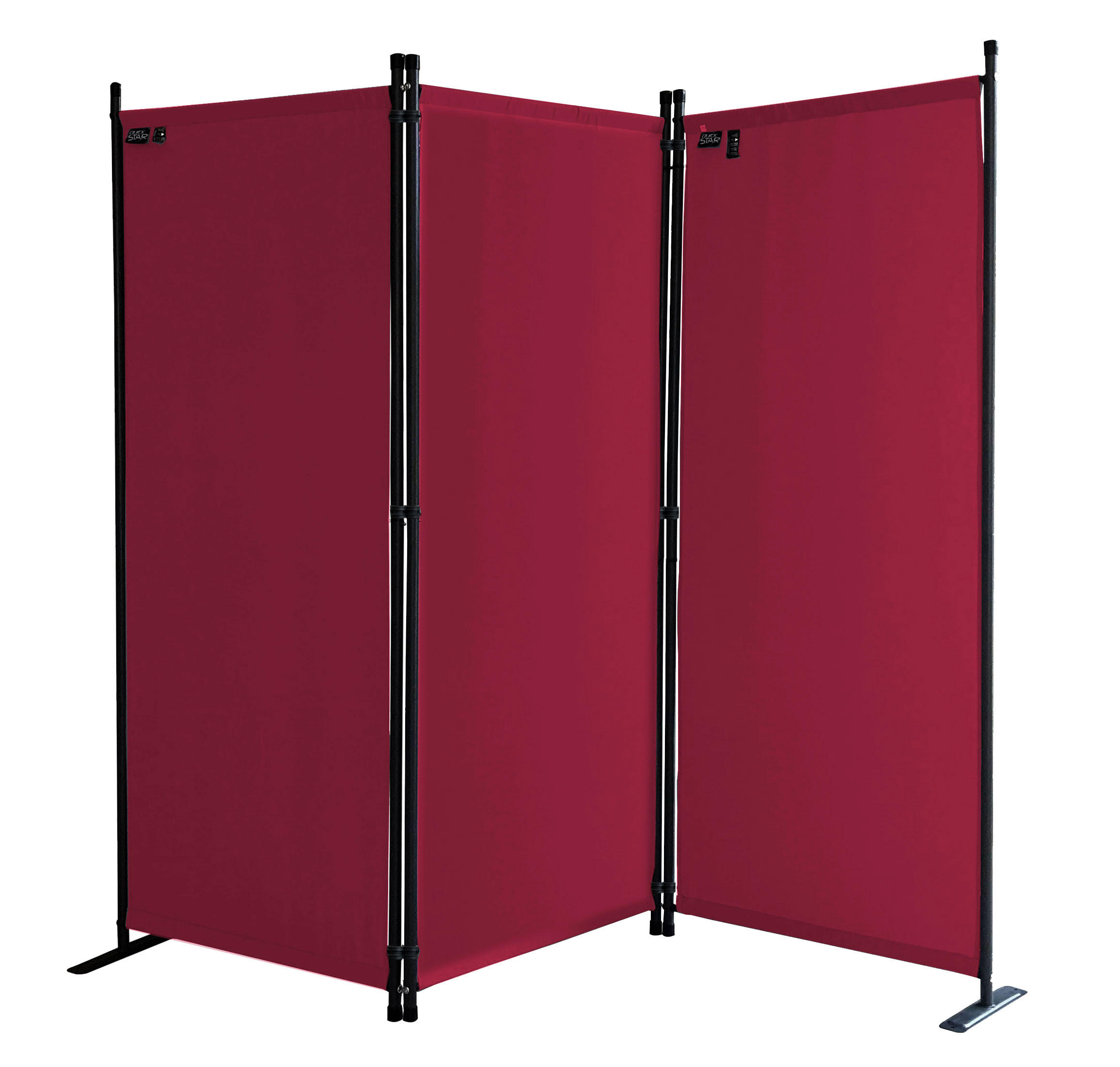 PARAVENT 3-tlg. 170x165 cm Rubinrot - Rot, Metall (170/165cm) - QUICK STAR