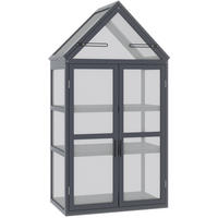 GEWÄCHSHAUS aus Holz 70,5x42x132 cm in Grau mit 3 Regalböden - Grau, Holz (42/132/70.5cm) - Modfu