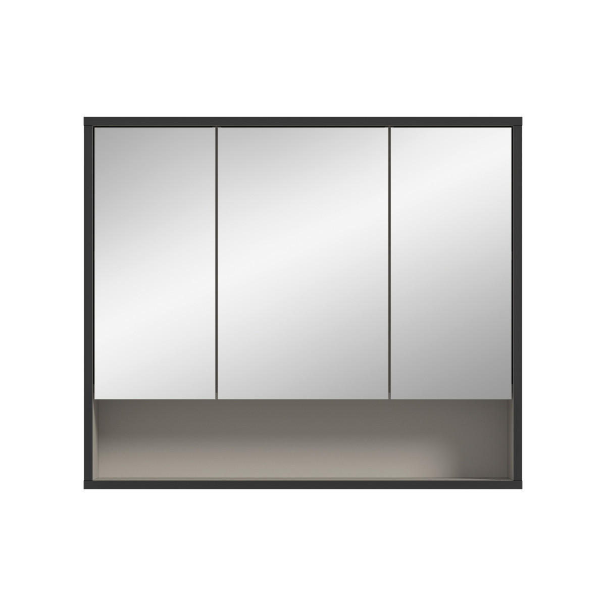 HÄNGESCHRANK mit 3 Spiegeltüren und 1 Nische Kaschmir 19/68/80 cm - Beige, Holzwerkstoff (19/68/44.5cm) - Calicosy