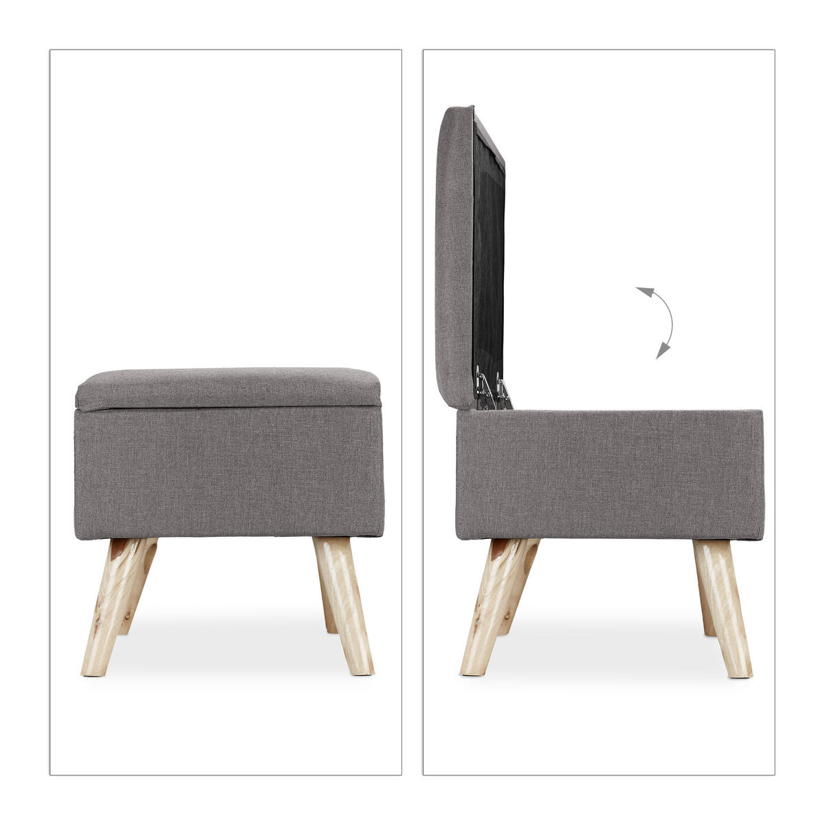 SITZBANK - Grau, Holz/Holzwerkstoff (79.5/39.5/39.5cm) - Relaxdays