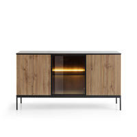 KOMMODE - Sentino S154 LED - Schwarz, Holzwerkstoff/Metall (154/83/39cm) - Möblo
