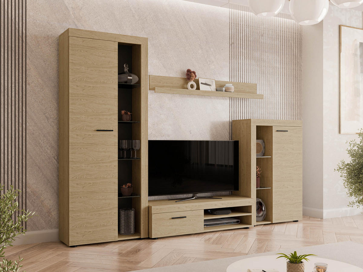 WOHNWAND Rumba - Eichefarben, Holzwerkstoff (270/190/43cm) - MIRJAN24