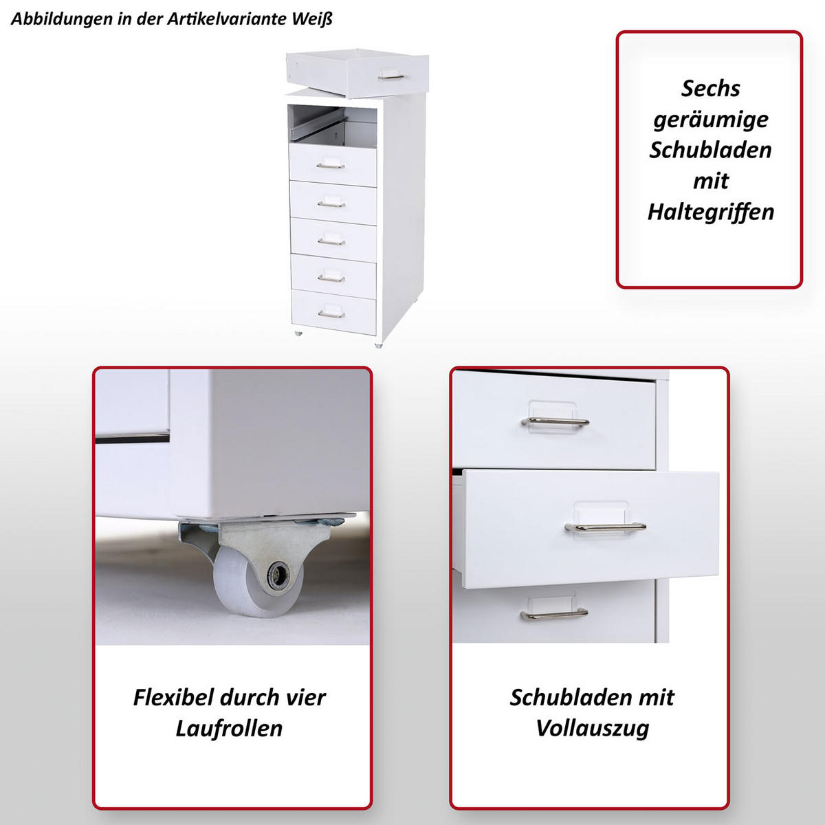 ROLLCONTAINER Rot - Rot, Metall (28/69/41cm) - MCW