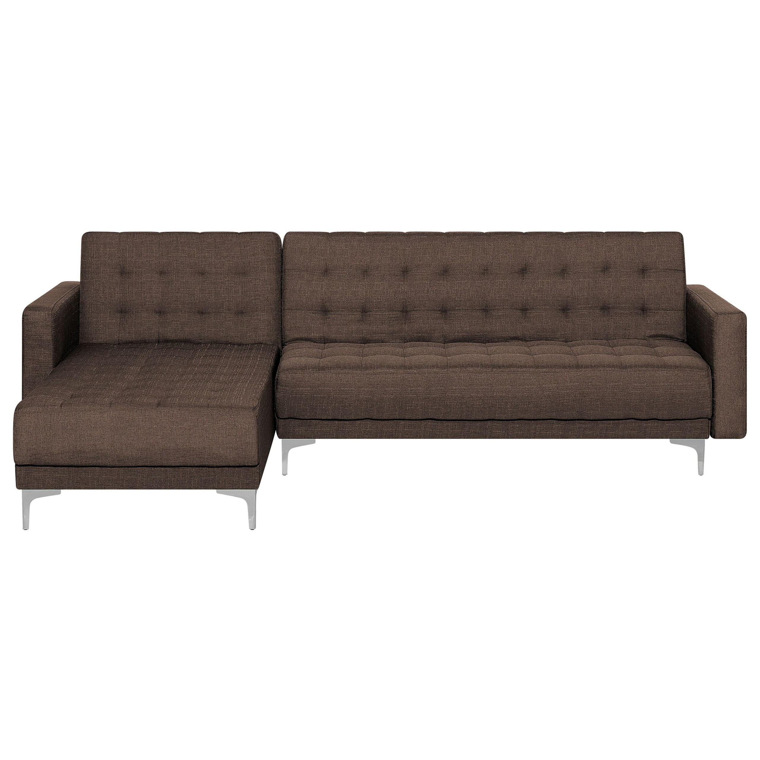 4-SITZER-ECKSOFA Polyester Braun linksseitig Aberdeen - Dunkelbraun, Textil (267/168cm) - Beliani