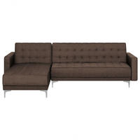 4-SITZER-ECKSOFA Polyester Braun linksseitig Aberdeen - Dunkelbraun, Textil (267/168cm) - Beliani