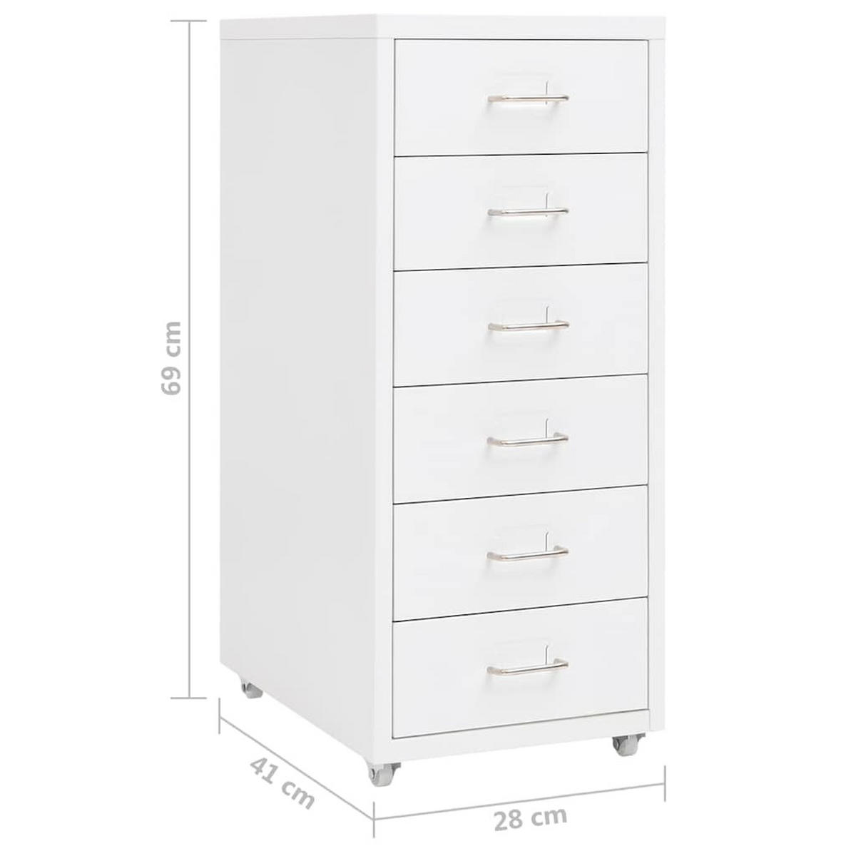 AKTENSCHRANK Mit Rollen Weiss 28/41/69 Cm Metall - Weiß, Metall (41/69/28cm) - vidaXL