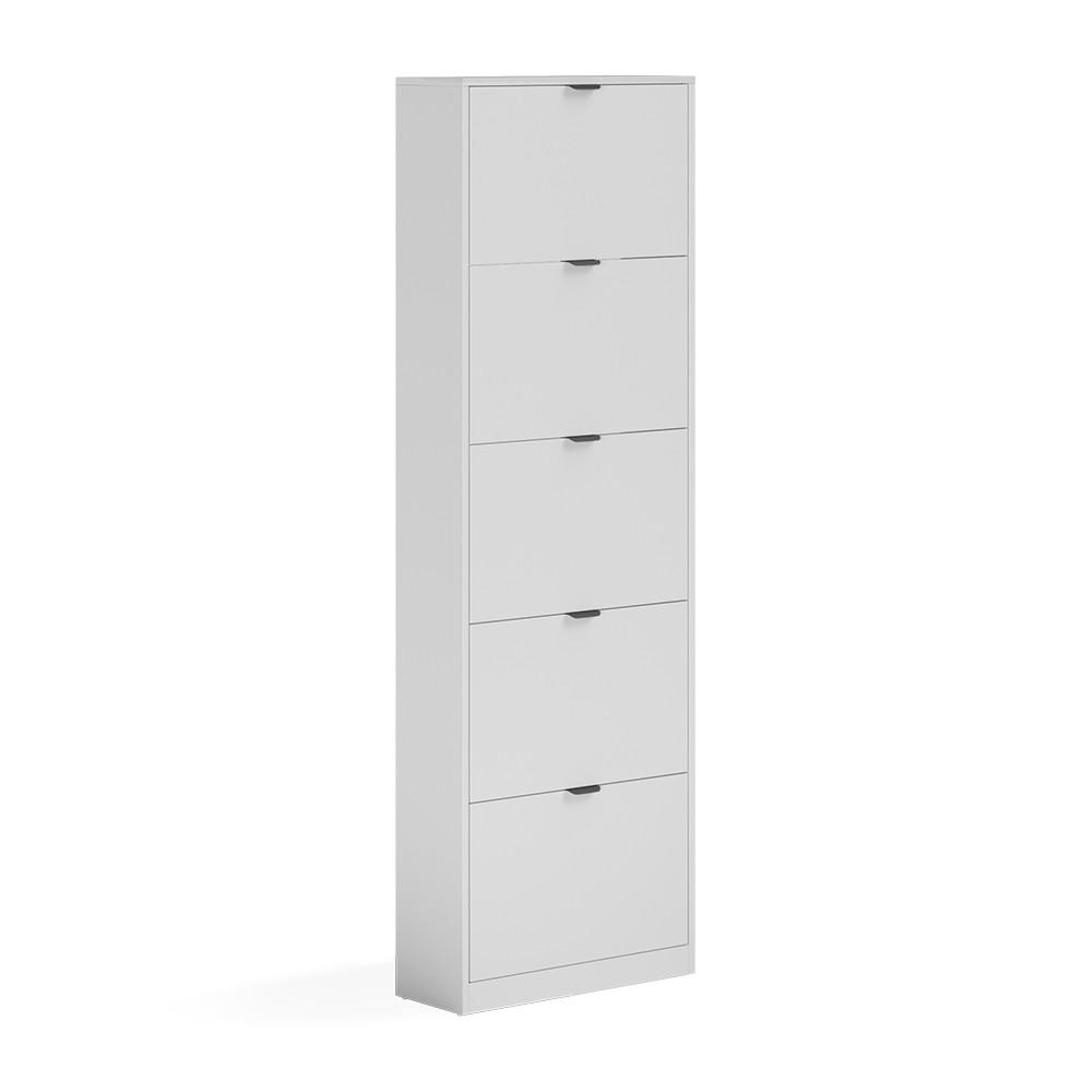 SKOTIPPARE Gizmo, Vit, 59x181.1 cm med 5 fack Vit, Svart 181.1/59/22 cm