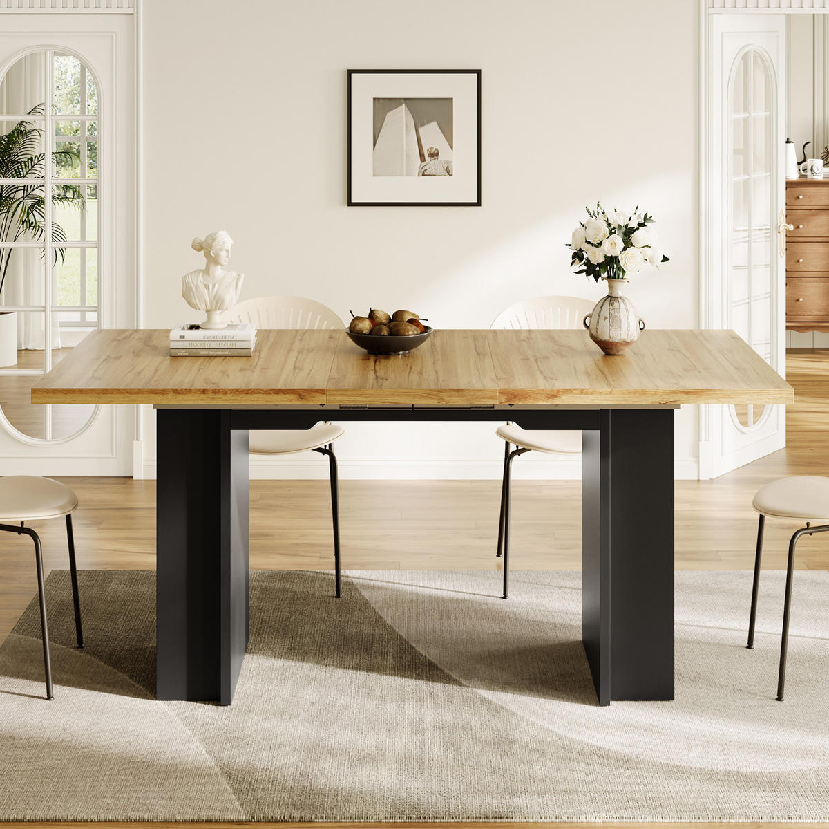 ESSTISCH 120-160/80/75 cm ausziehbar mit Regalen und Stauraum, Naturholzfarben - Braun, Holzwerkstoff (120/80/75cm) - Redom