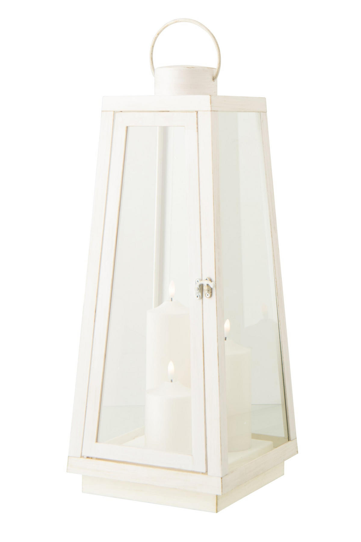 LATERNE + CANDLE LED Weiß - Weiß, Glas (24/59/24cm) - J-Line