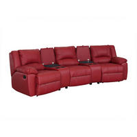 RELAXSOFA 3-Sitzer - Leder - Rot - AROMA - Rot, Leder (99/97/308cm) - Vente-Unique