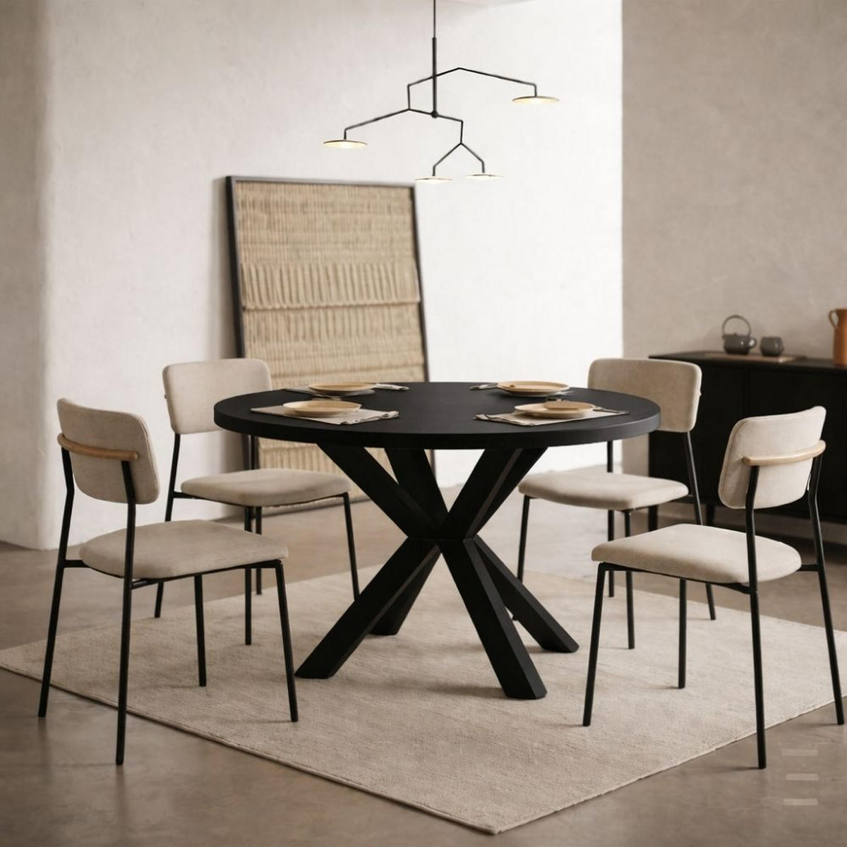 ESSTISCH RAL mit Holzbeinen, Durchmesser: 90 / 190 cm Schwarz - Schwarz, Holz (90/190/77cm) - Dekori_Interiors