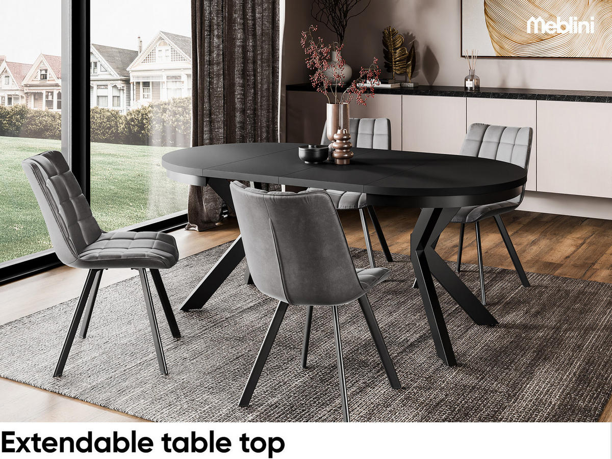 ESSTISCH BAGIO - Schwarz, Holzwerkstoff (100/100/77cm) - Meblini