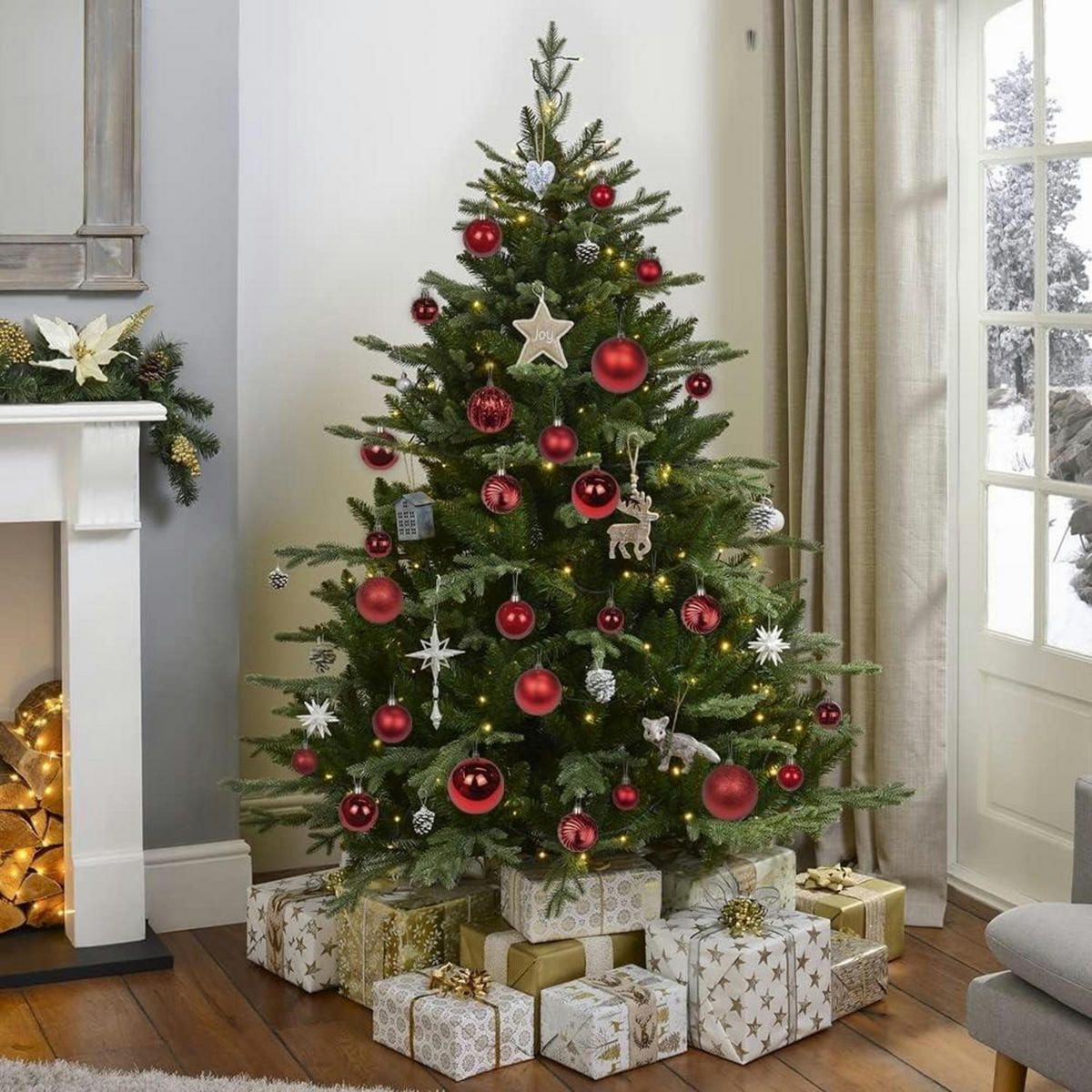 WEIHNACHTSKUGELN 40 Stück bruchsicher 4 cm Rot - Multicolor, Kunststoff (4/4/4cm)