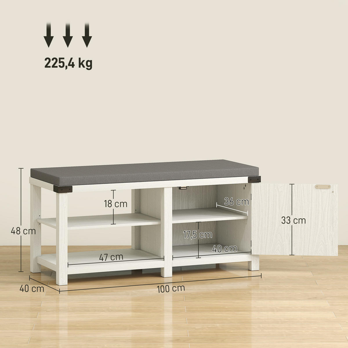 SCHUHBANK Weiß 1 Stück - Weiß, Kunststoff (40/48/100cm) - GiPP