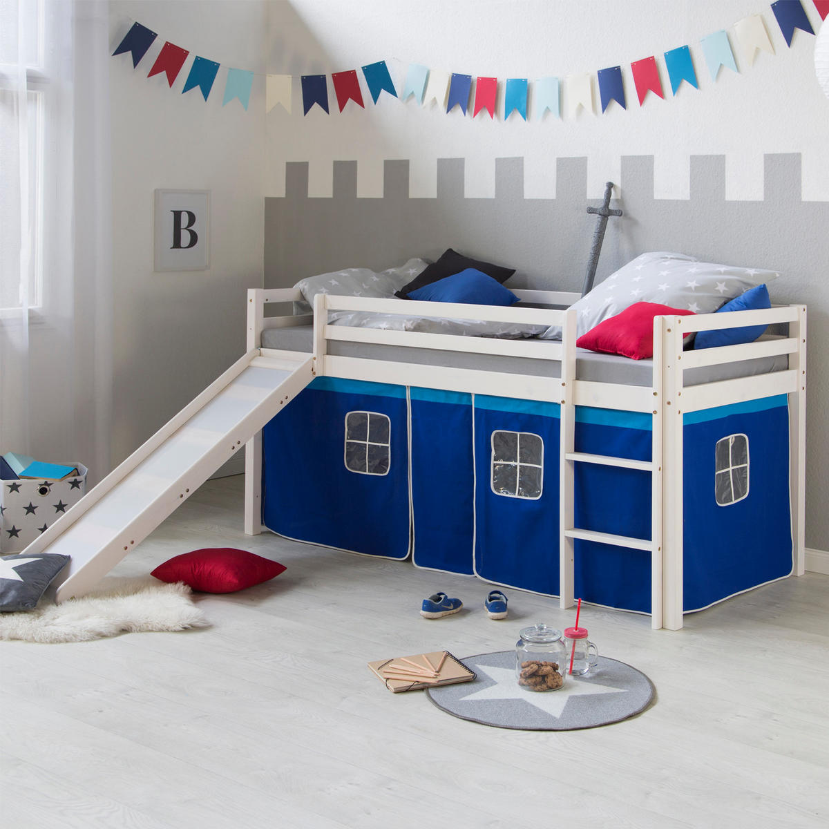 HOCHBETT 90/200 cm Lattenrost BLAU - Blau/Weiß, Holz - Homestyle4u