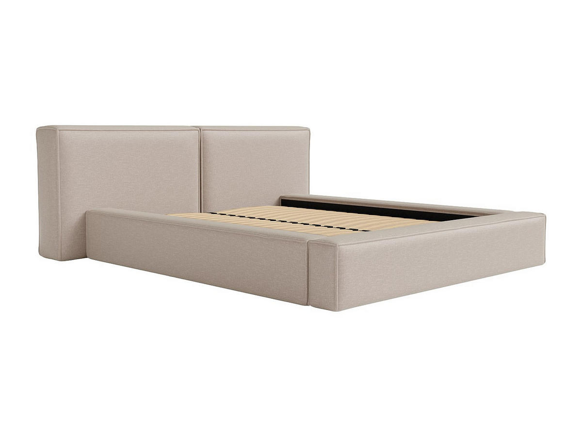 BETT mit Bettkasten - 2 Personen - stoff - beige Timano - Beige, Textil (140/190cm) - Vente-Unique