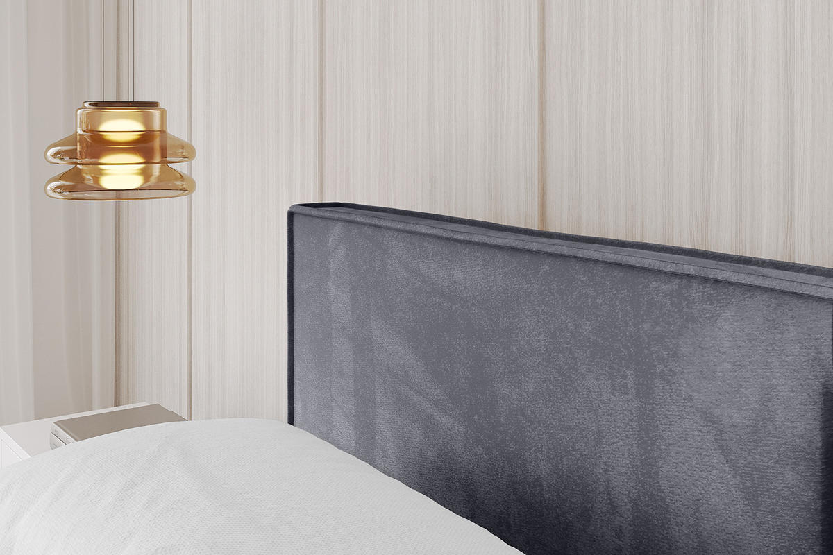 POLSTERBETT mit Bettkasten, Fußteil und Lattenrost, Boxbett mit Matratze H3/H4 - EMMI-Z-V1 180x200 Dunkelgrau - Dunkelgrau, Holzwerkstoff/Textil (180/200cm) - ALTDECOR