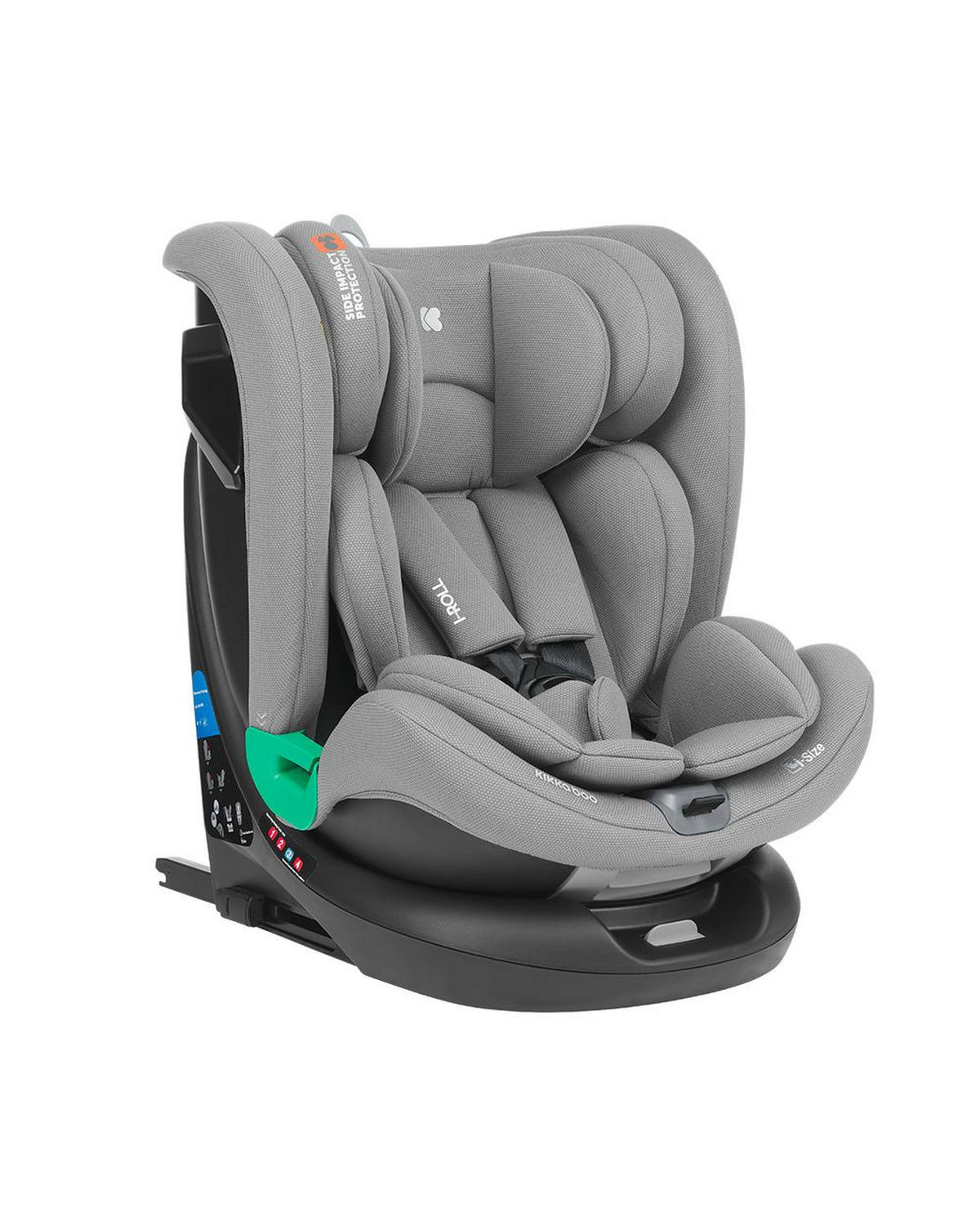 KINDERSITZ i-Roll i-Size hellgrau (40-150cm) Isofix 360-Grad-Drehung Kopfstütze - Grau, Textil (43/56/52cm) - Kikka boo