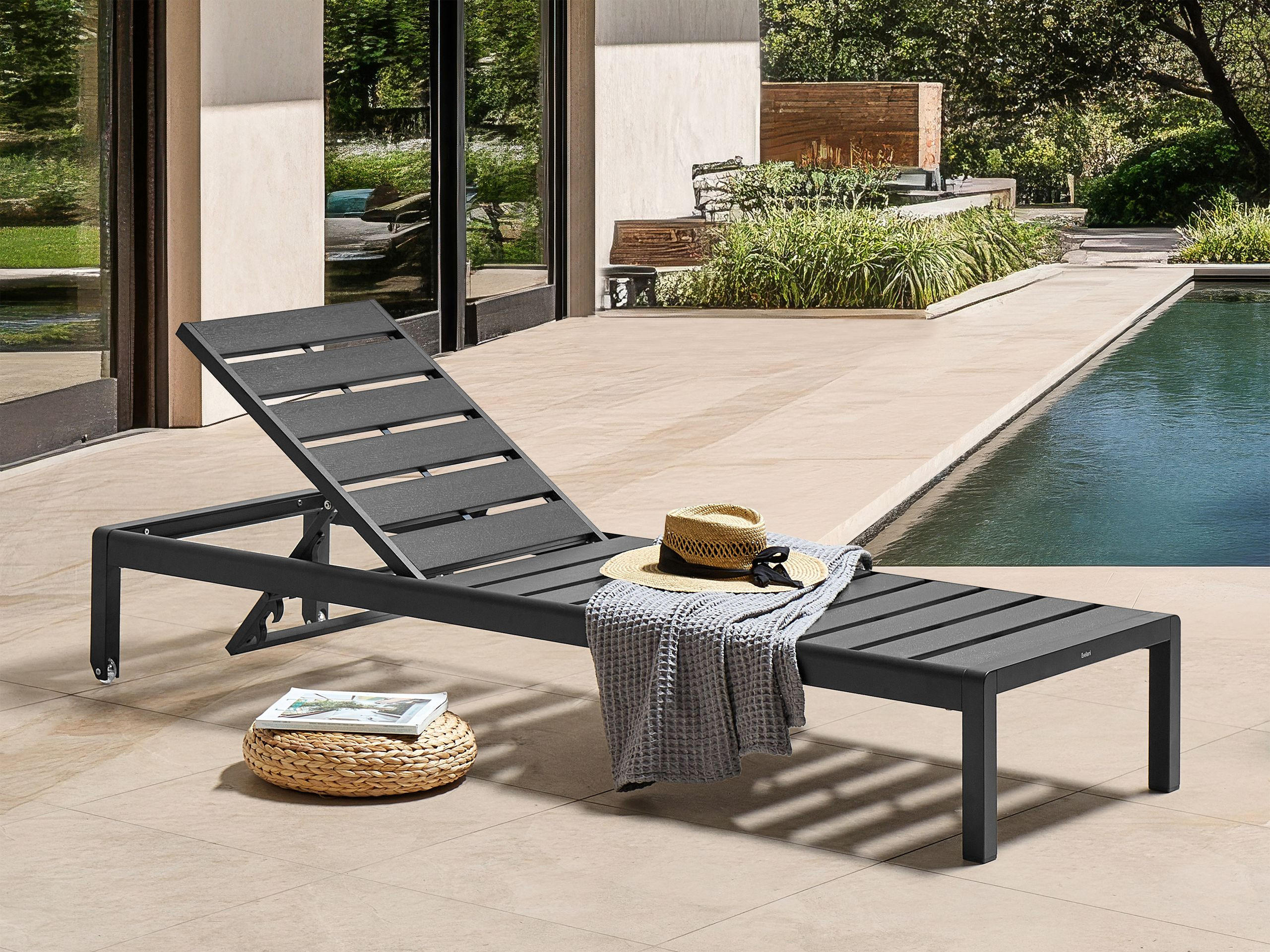 GARTENLIEGE Schwarz Nardo - Schwarz, Kunststoff (64/29/198cm) - Beliani