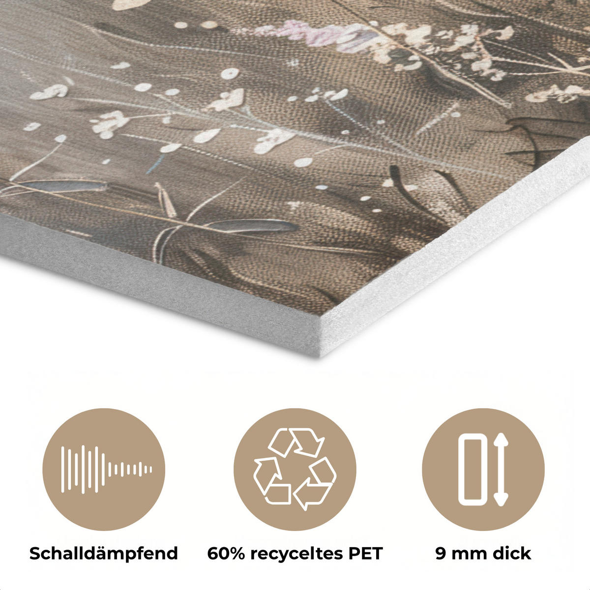AKUSTIKPANEEL Blumen - Rosa - Modern - Beige 60x80 cm - Beige, Textil (60/0.9/80cm) - MuchoWow