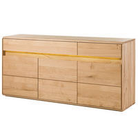 SIDEBOARD Wildeiche inkl. LED 183,5x43,5x86 natur geölt CARDIFF #130 - Braun, Holz (184/86/44cm) - Massivmoebel24